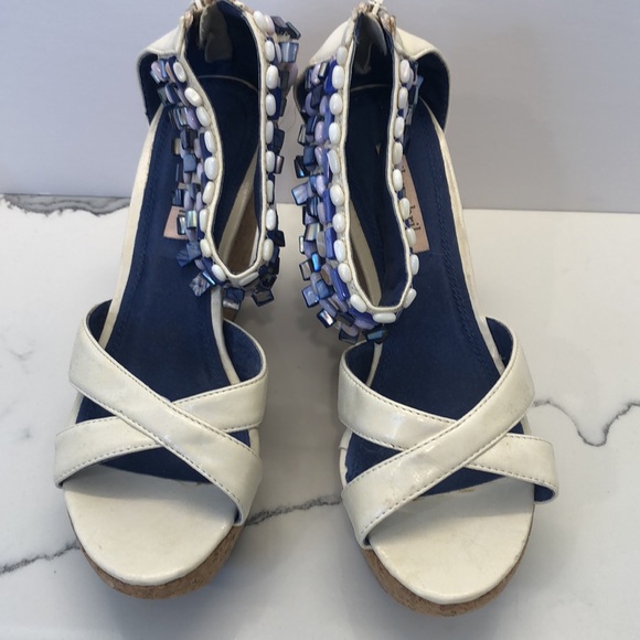 Pilar Abril Cork Platform Shoes Sandals with Decorated Ankle Strap - Picture 3 of 13